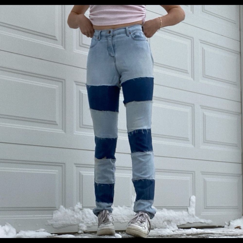 Thrift flipped stacked jeans